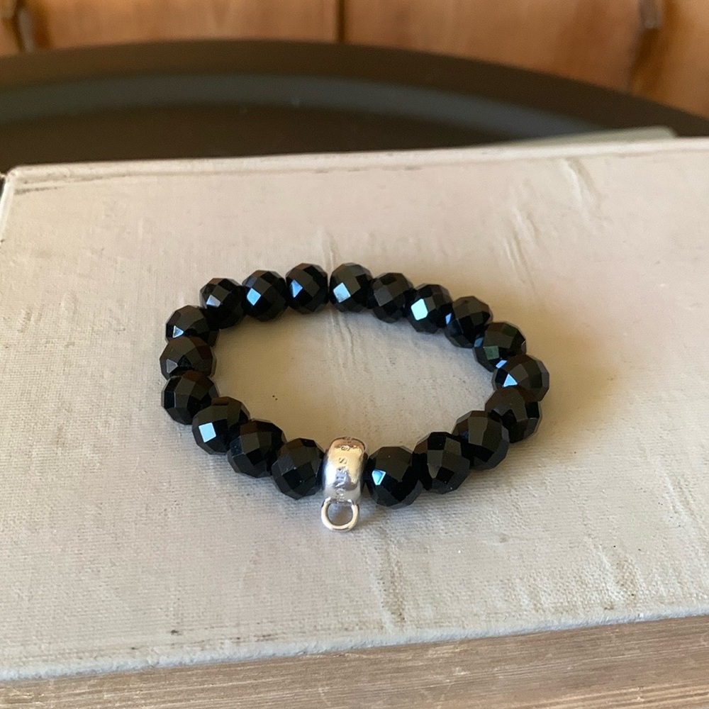 THOMAS SABO Obsidian Beaded Charm Bracelet with 925 Sterling Silver Charm Bead